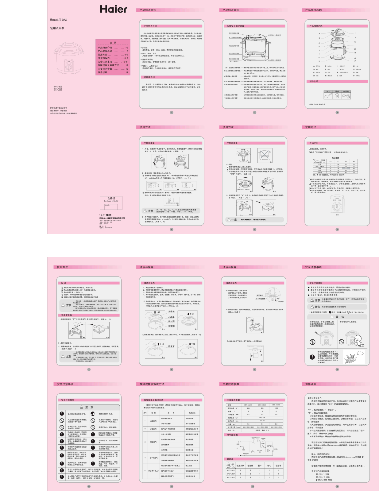 Haier HPC-YD407, HPC-YD507, HPC-YD607 User Manual