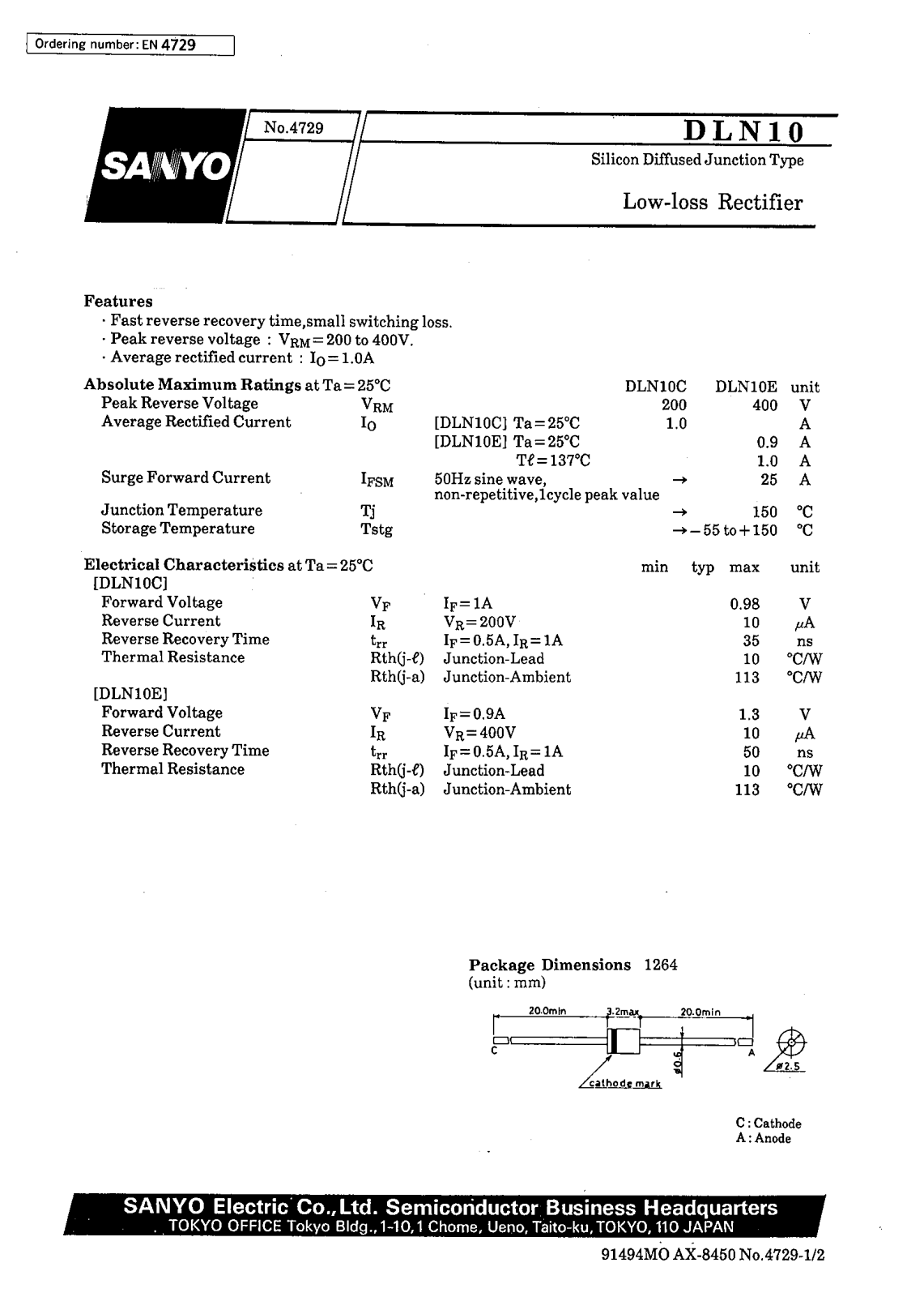 SANYO DLN10 Datasheet