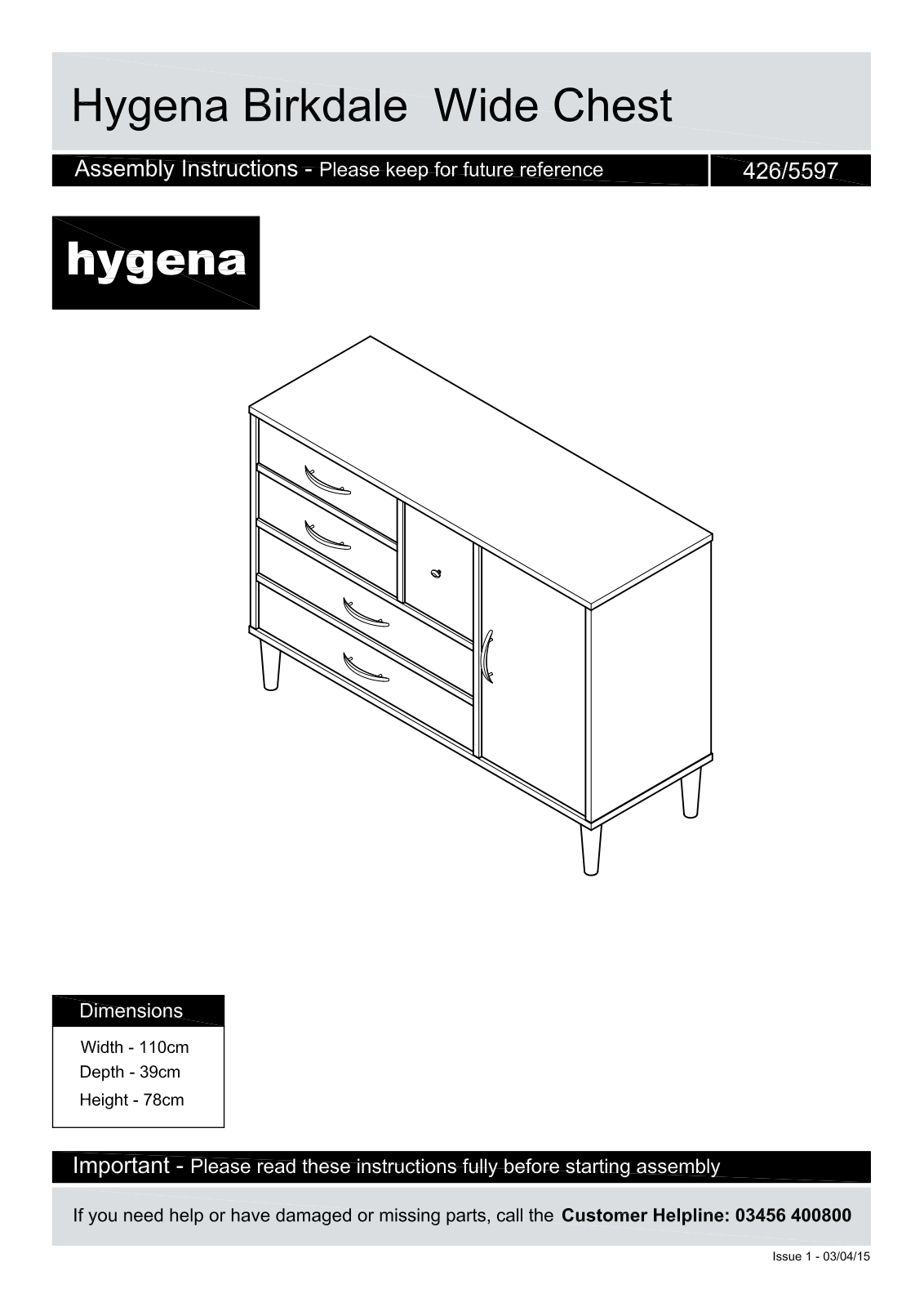 Hygena BDALE WDECHEST Instruction manual