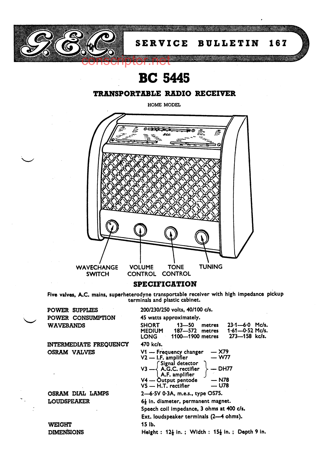 G.E.C. BC5445 Service manual