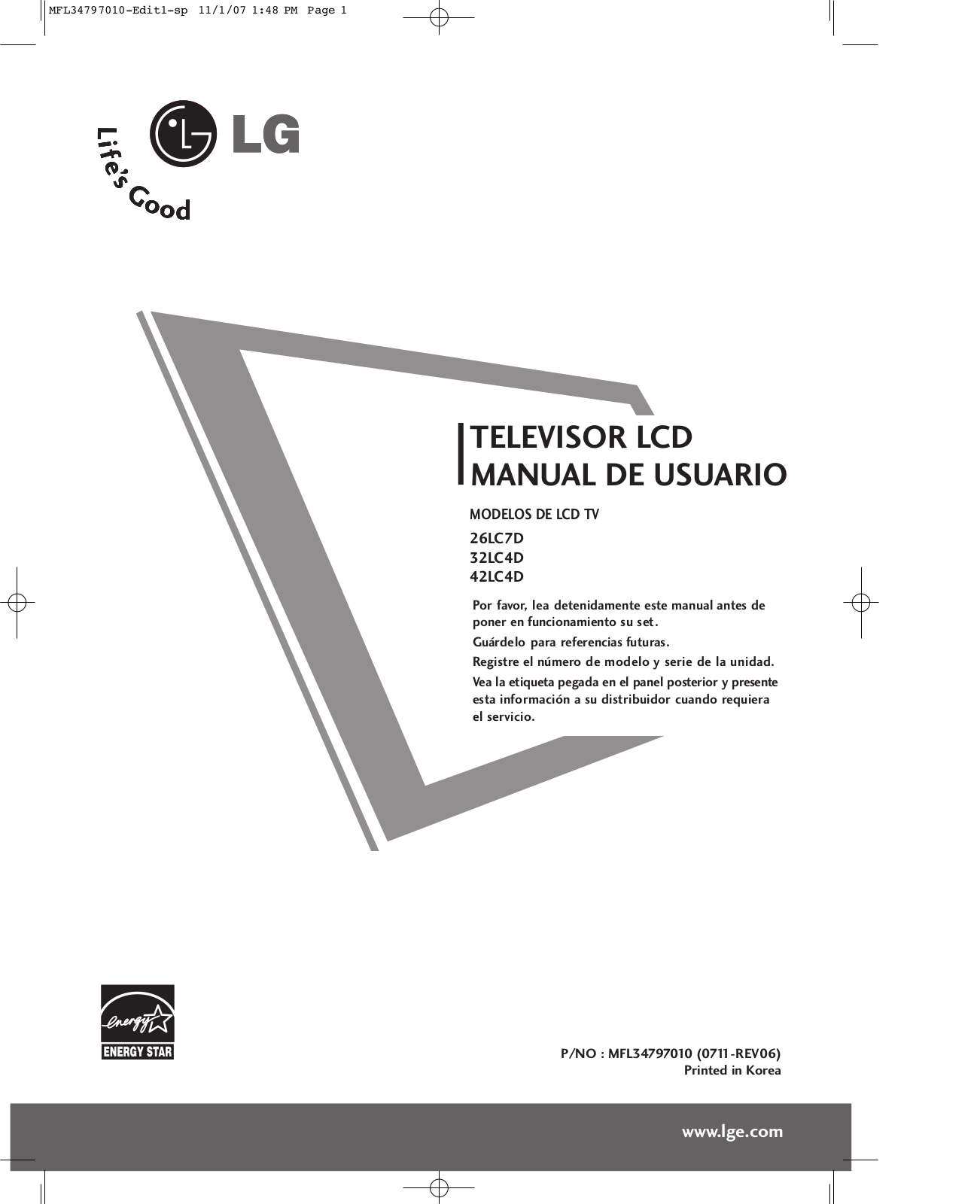 Lg 26LC7D, 32LC4D, 42LC4D User Manual
