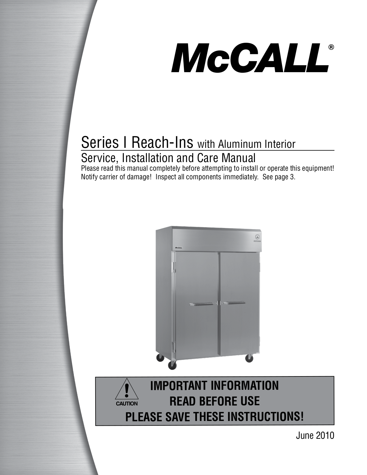 McCall Refrigeration MCCR1-S User Manual