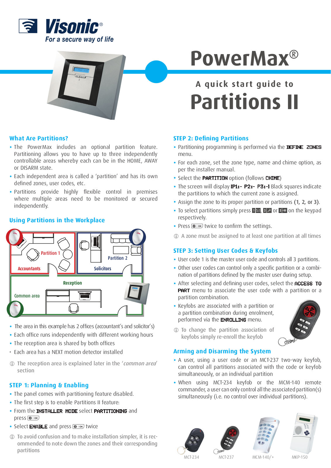 Visonic POWERMAX PRO PARTITION II, POWERMAX User Manual