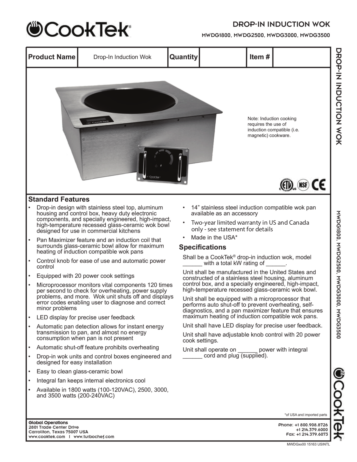 Cooktek MWDG1800 User Manual