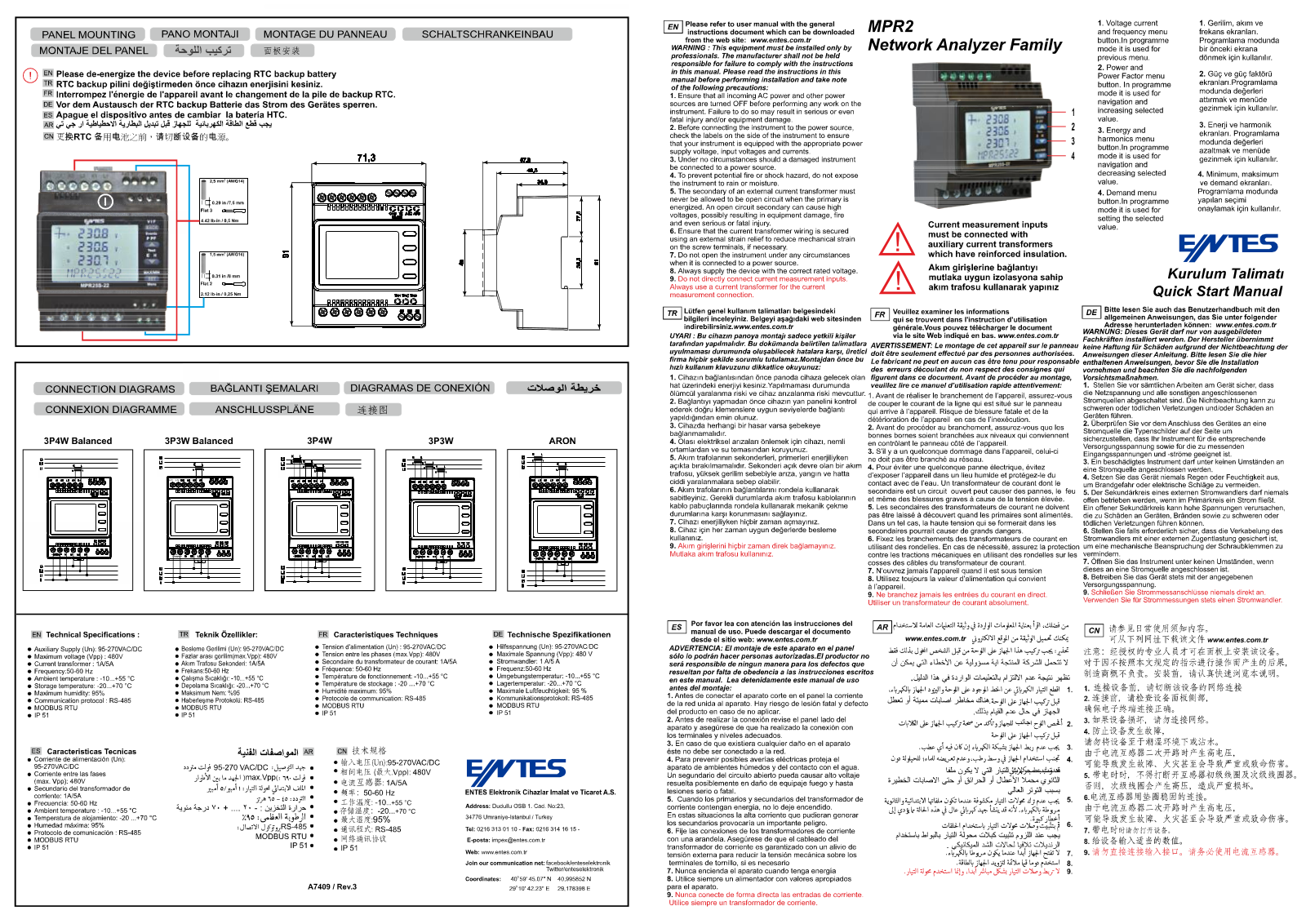 ENTES MPR-24, MPR-25S-22, MPR-26S-21, MPR-27S-23, MPR-28S-32 Quick Start Manual