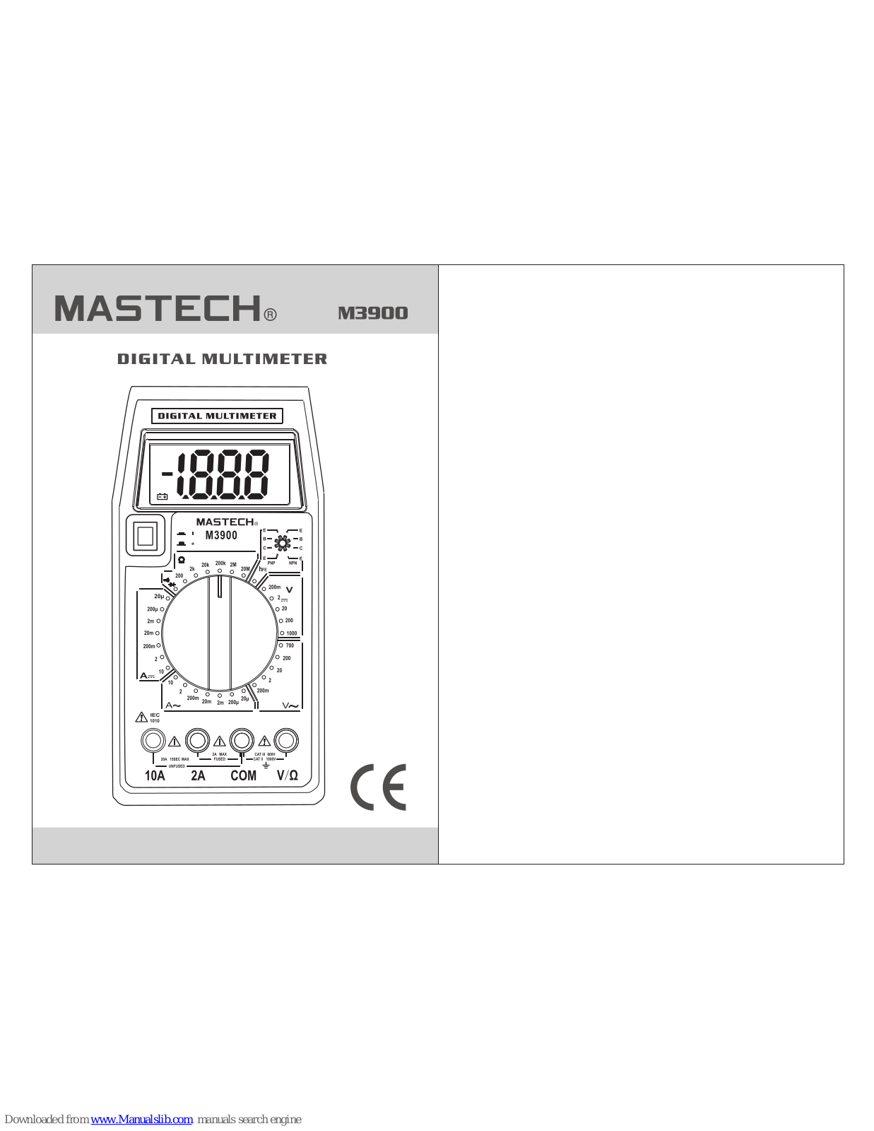 Mastech m3900 User Manual