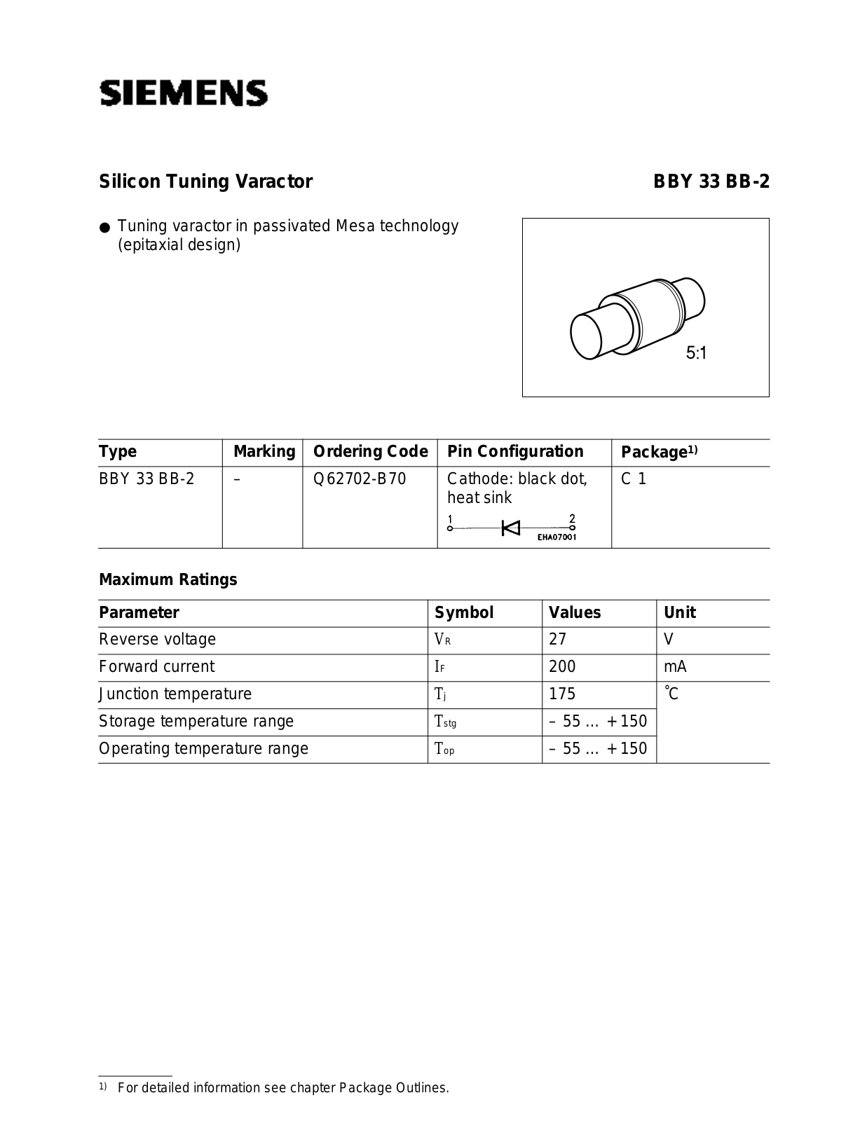 Siemens BBY33BB-2 Datasheet