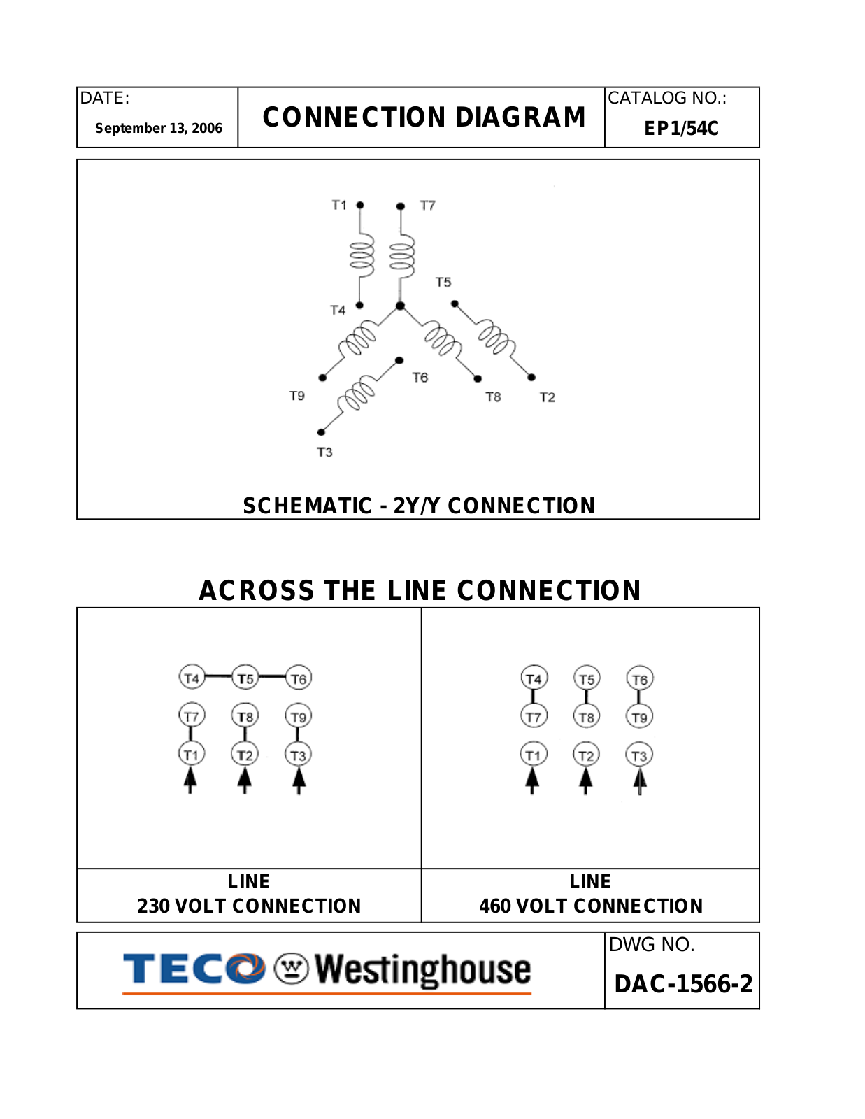 Teco EP1/54C Connection Diagram