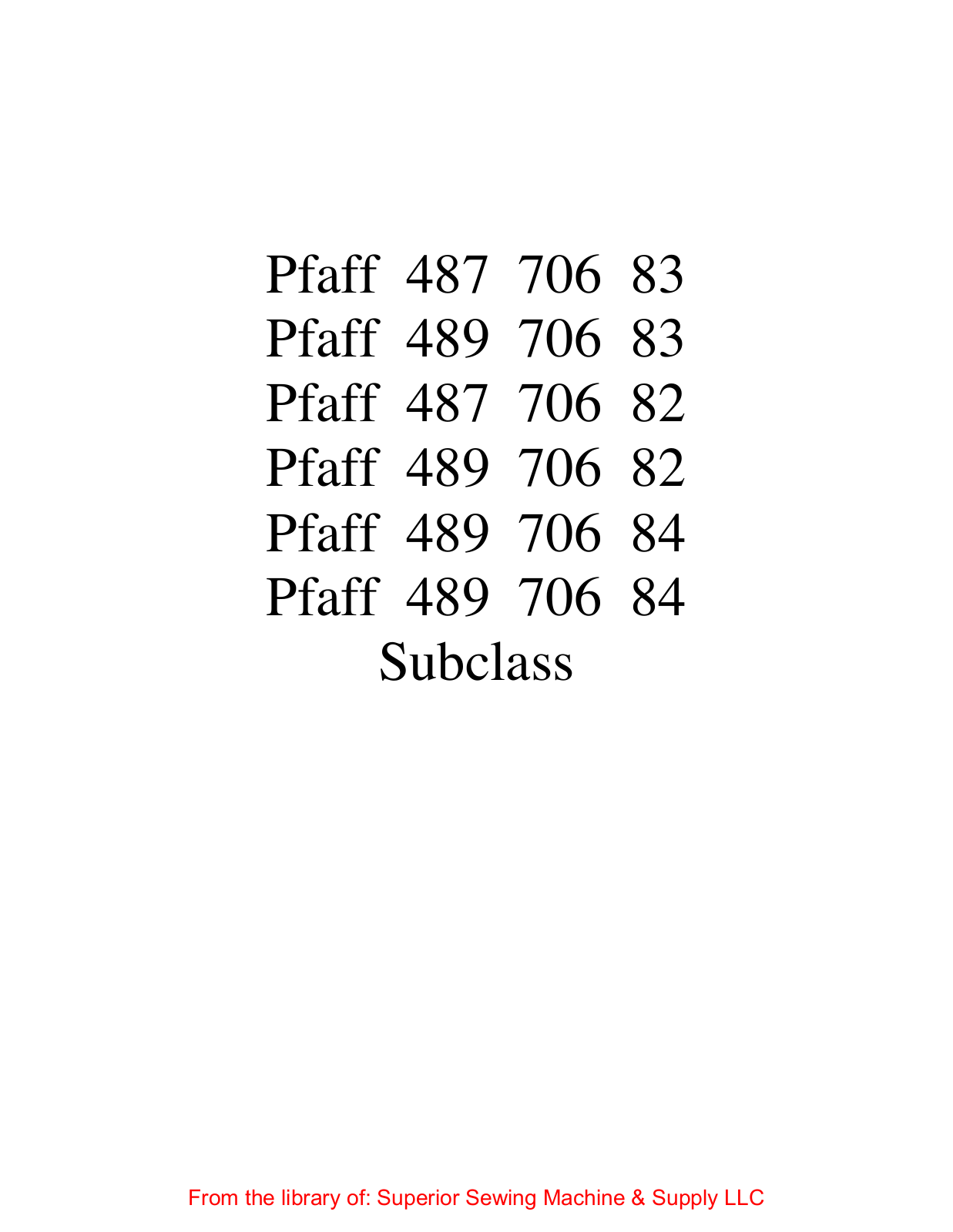 Pfaff 487, 489 Manual