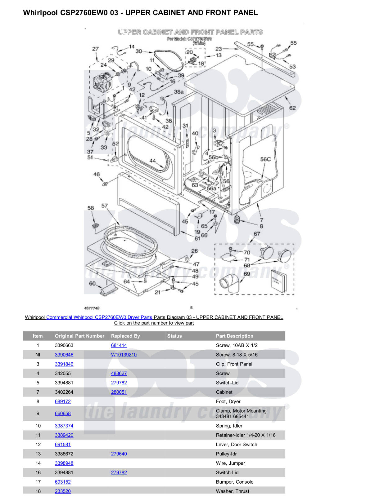 Whirlpool CSP2760EW0 Parts Diagram