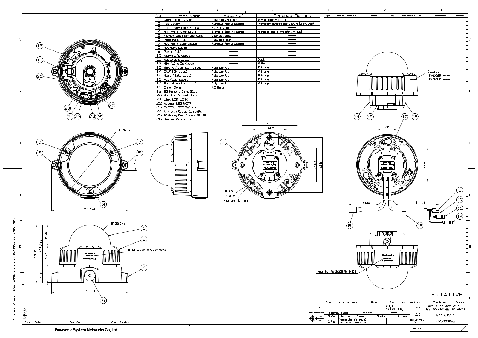 Panasonic WV-SW352, WV-SW355 User Manual