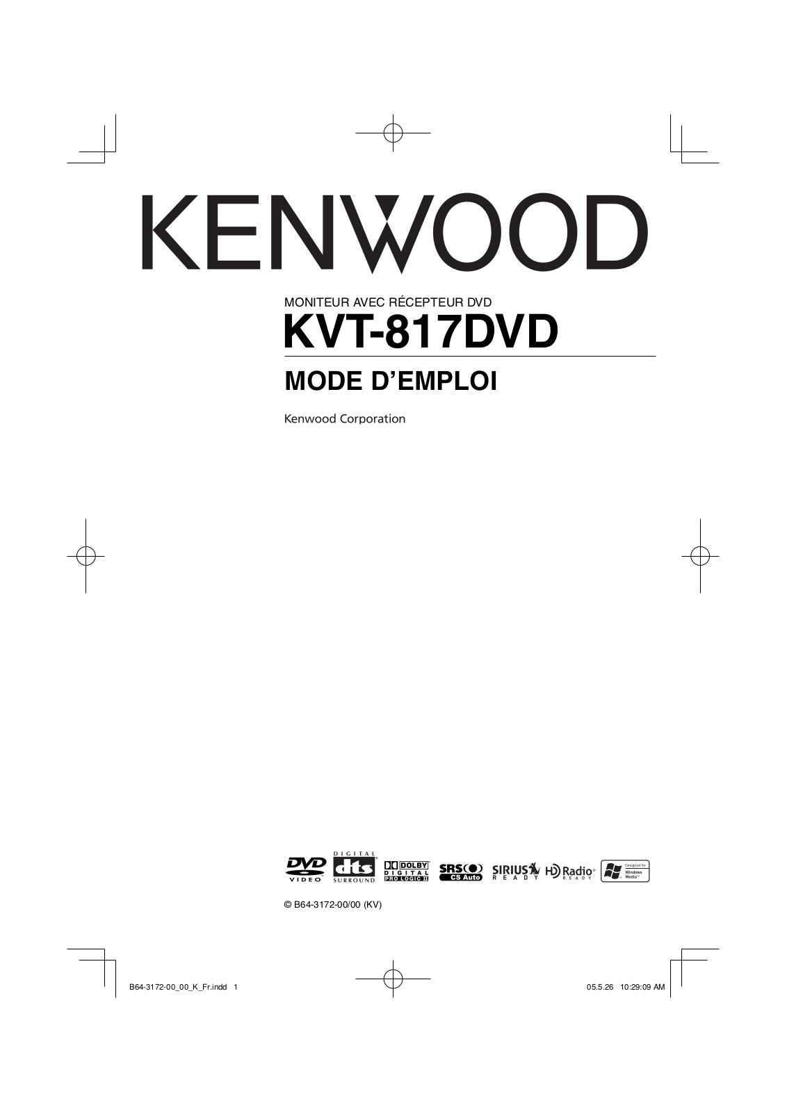 Kenwood KVT-817DVD User Manual