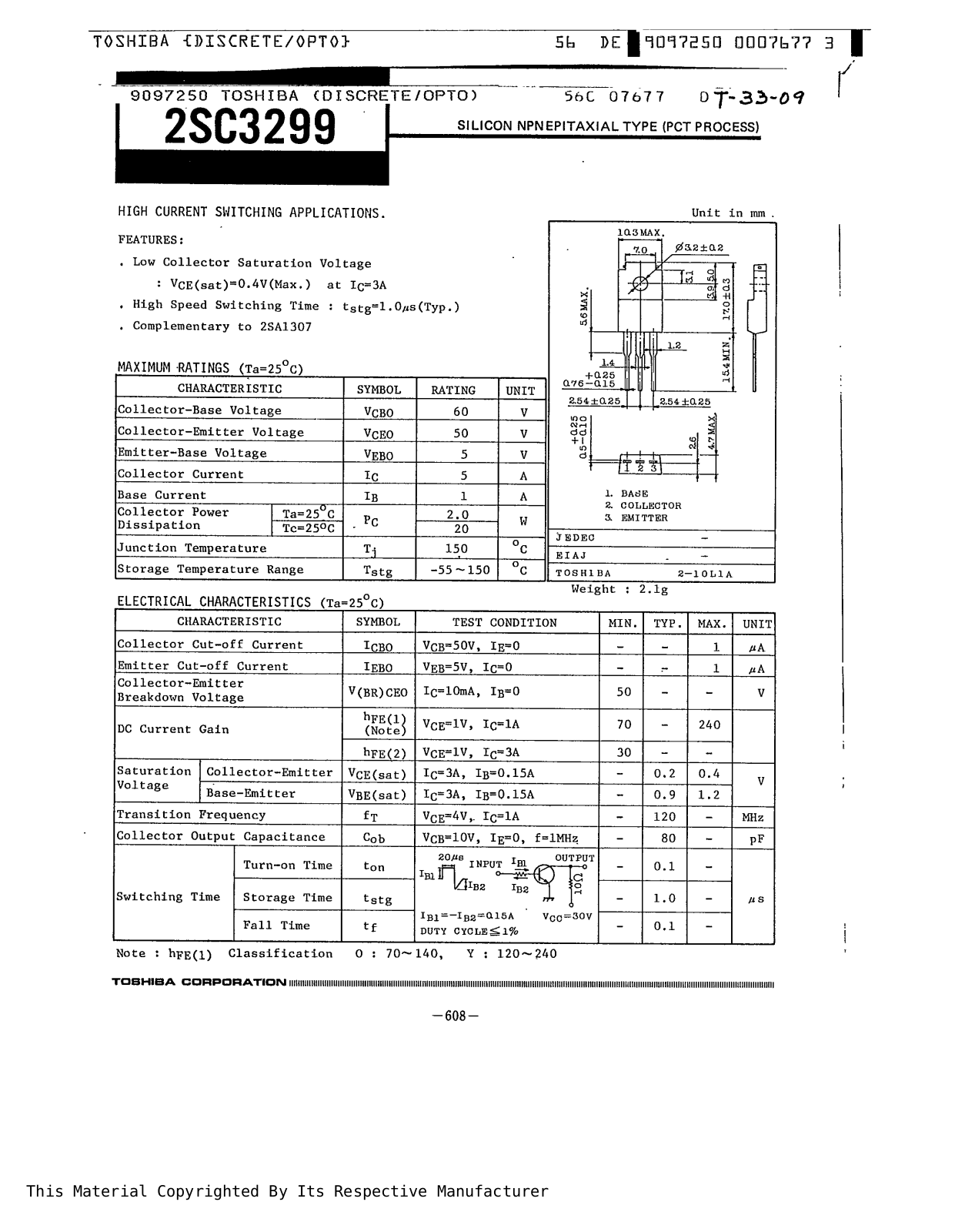 Datasheet 2SC3299 Specification - ManualMachine.com
