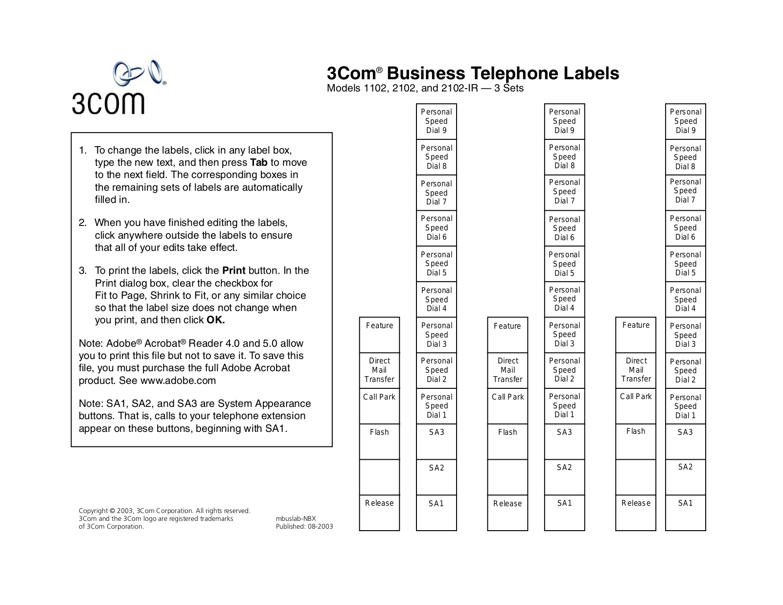 3Com 2102, 2102-IR Service Manual