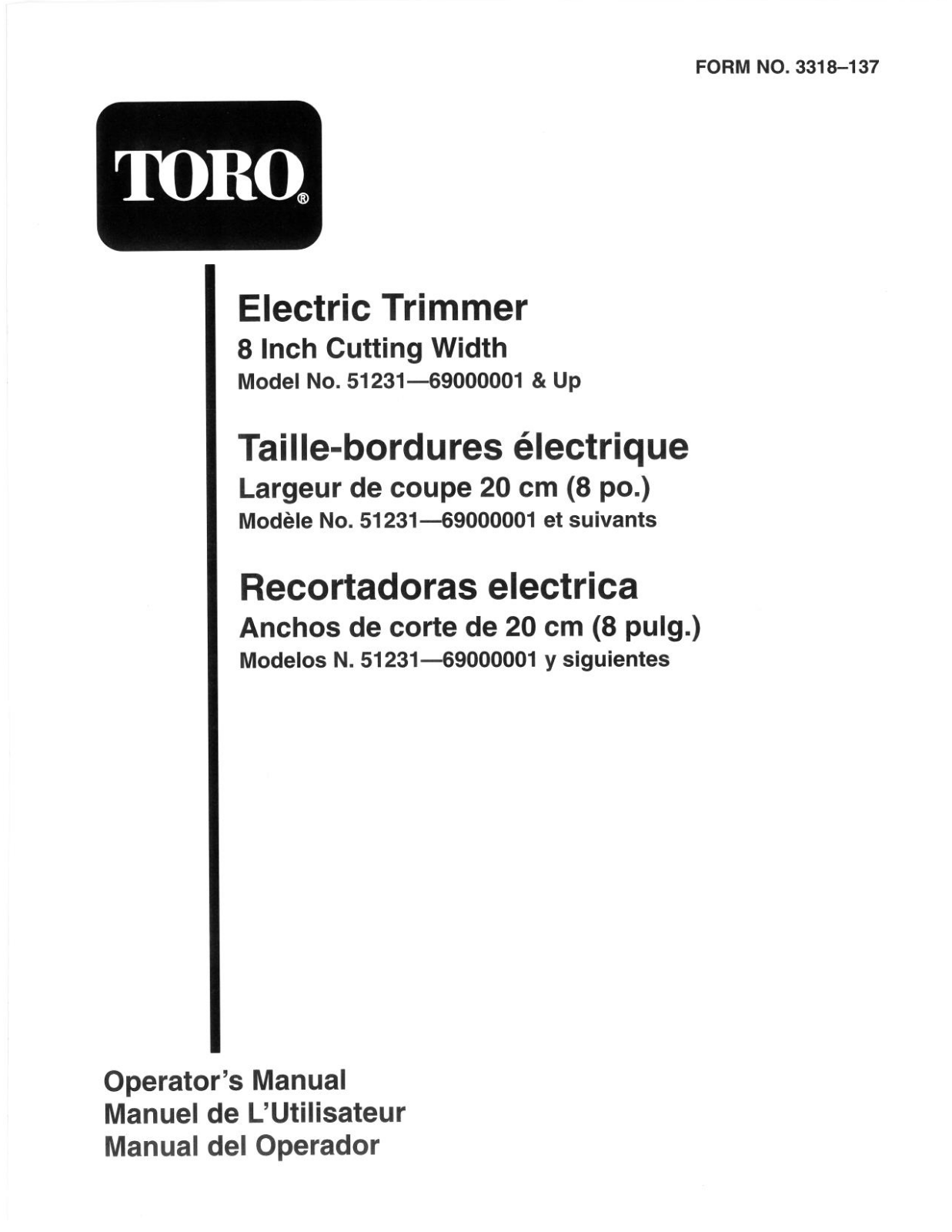 Toro 51231 Operator's Manual