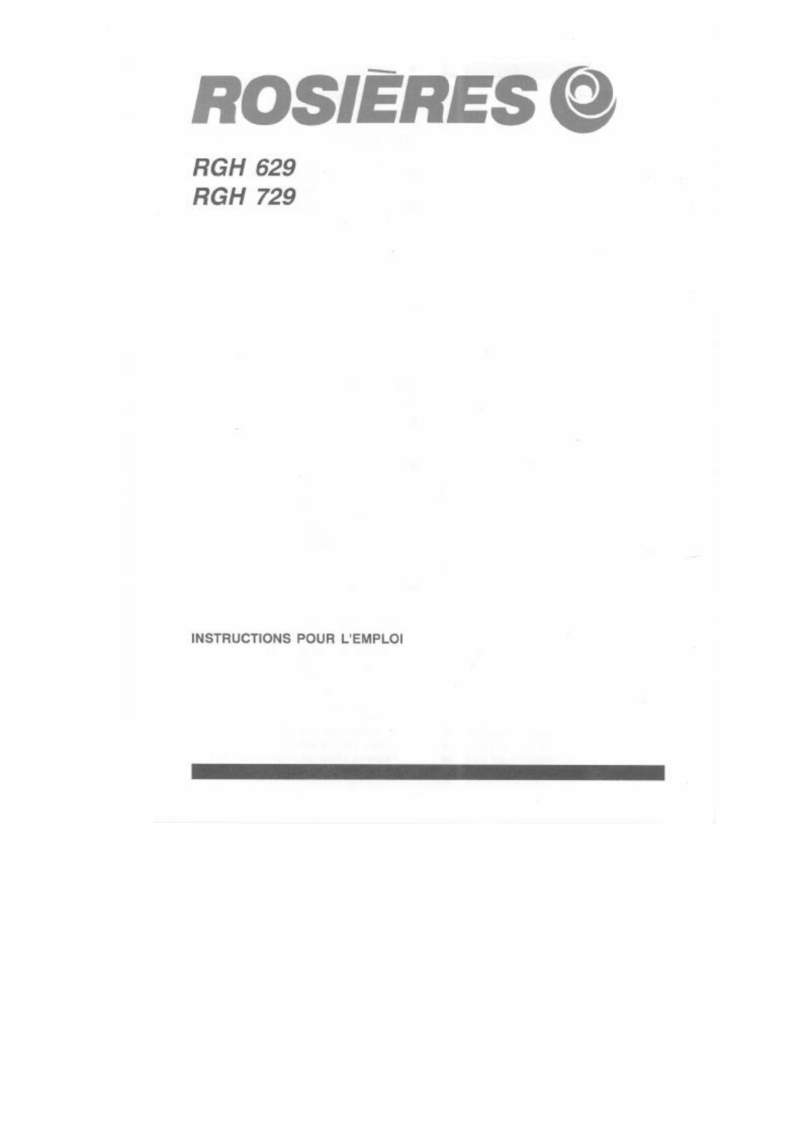 Rosières RGH629IN User Manual