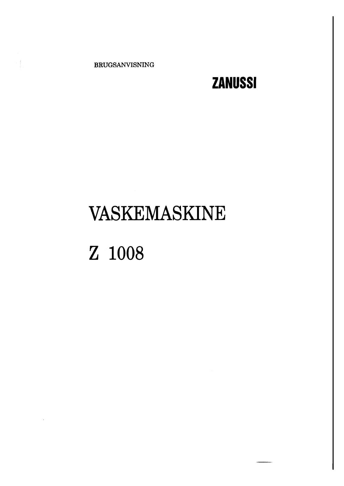 Zanussi Z1008 User Manual