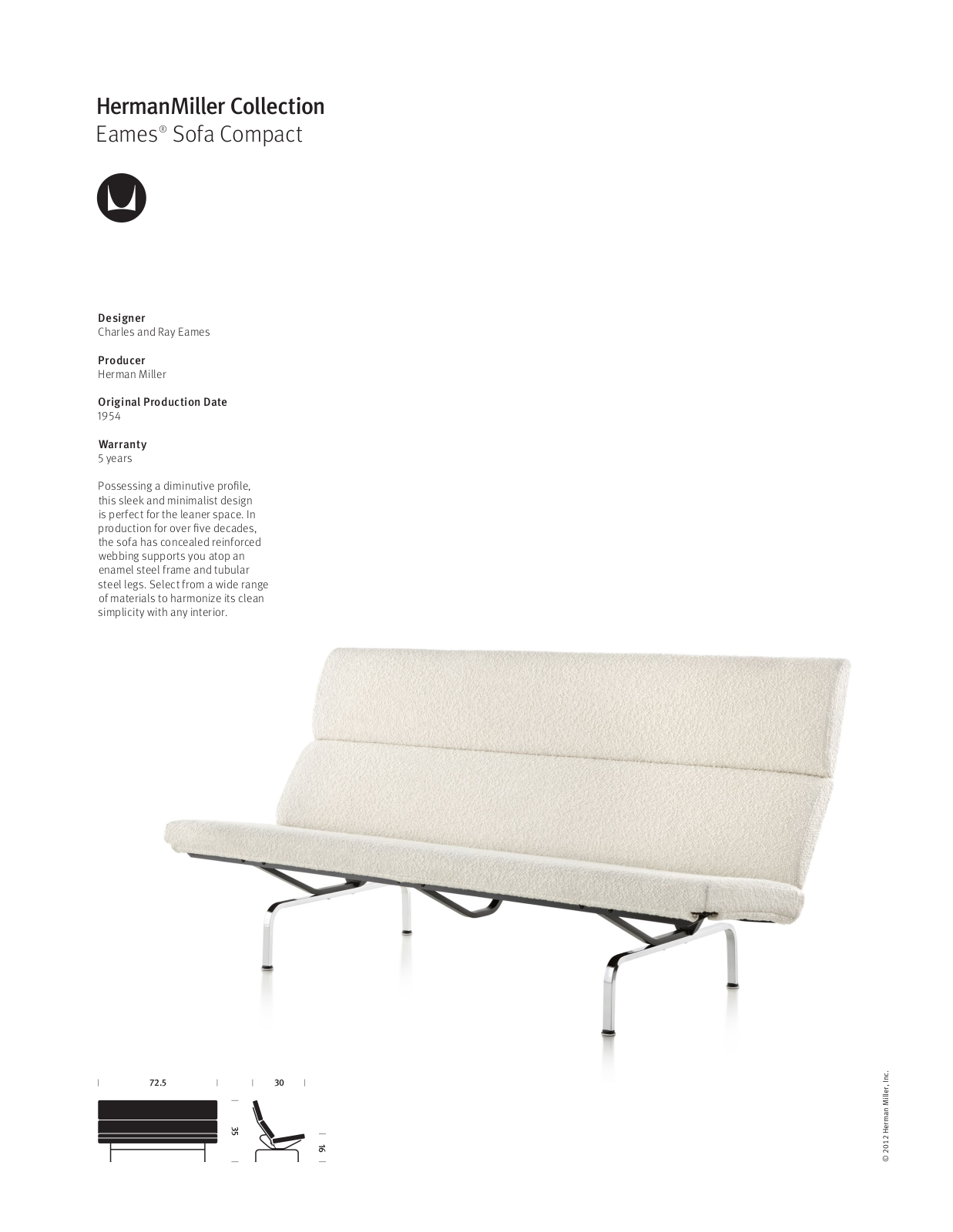 Herman Miller Eames Sofa Compact User Manual