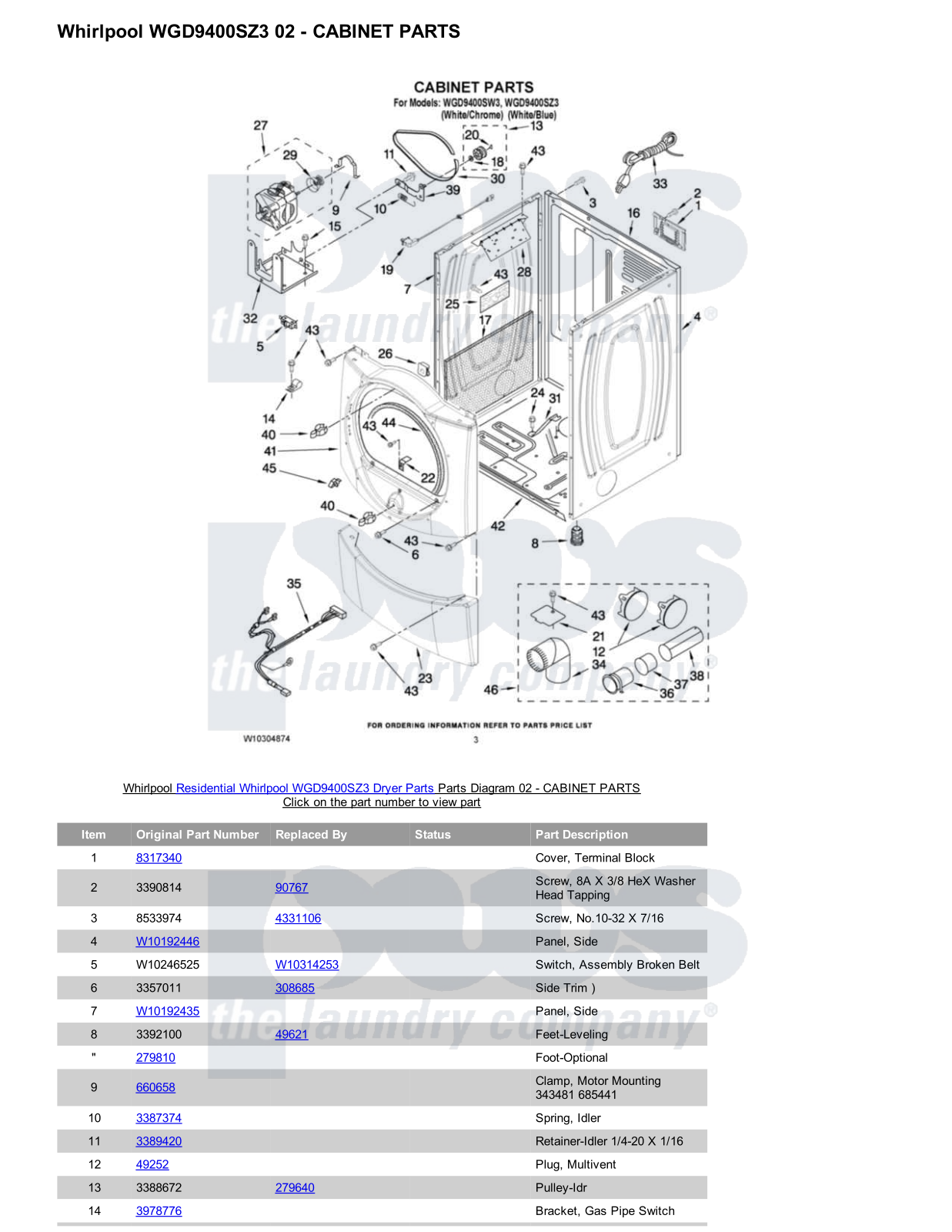 Whirlpool WGD9400SZ3 Parts Diagram