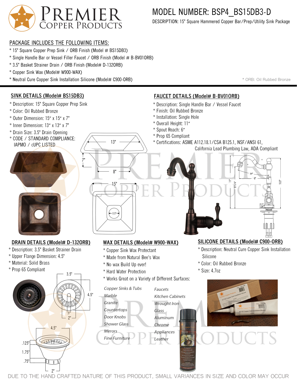 Premier Copper Products IER1794 Specifications - ManualMachine.com