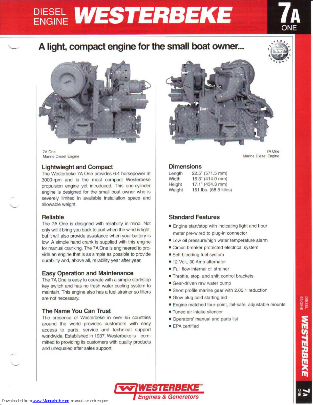 Westerbeke 7A one Specification - ManualMachine.com
