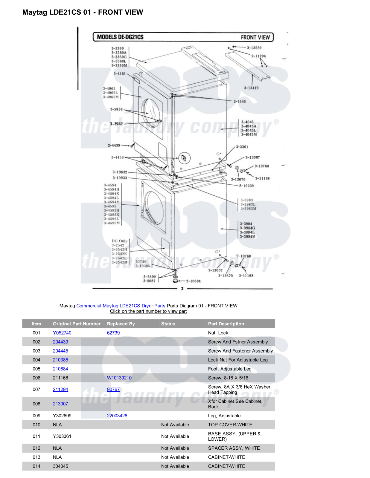 Maytag LDE21CS Parts Diagram