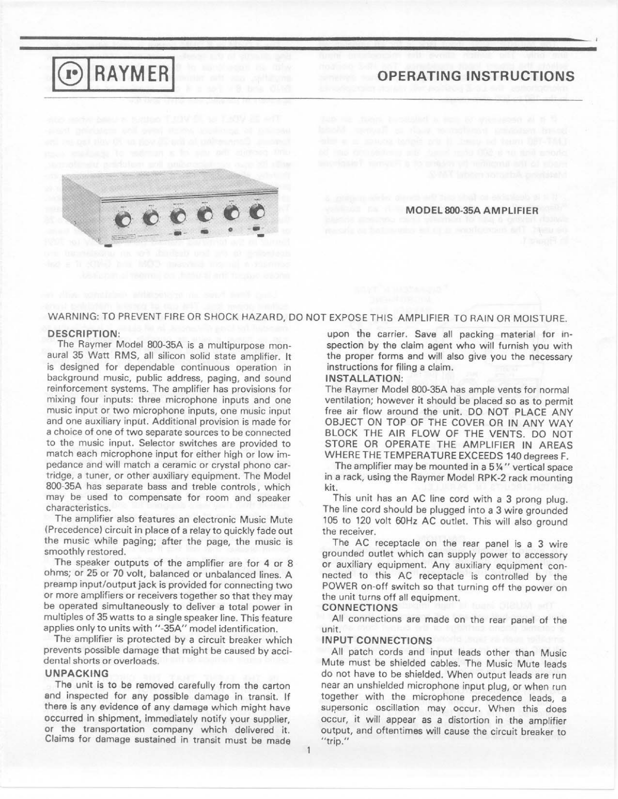 Telex 800-35A User Manual