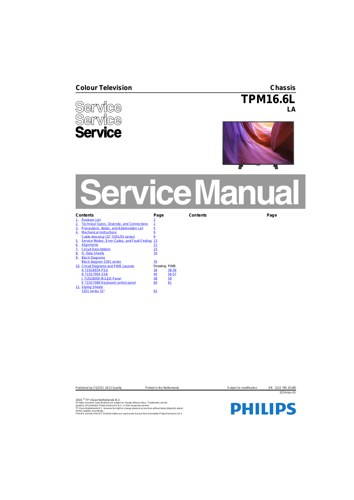 Philips 32PHD5301/55 Schematic