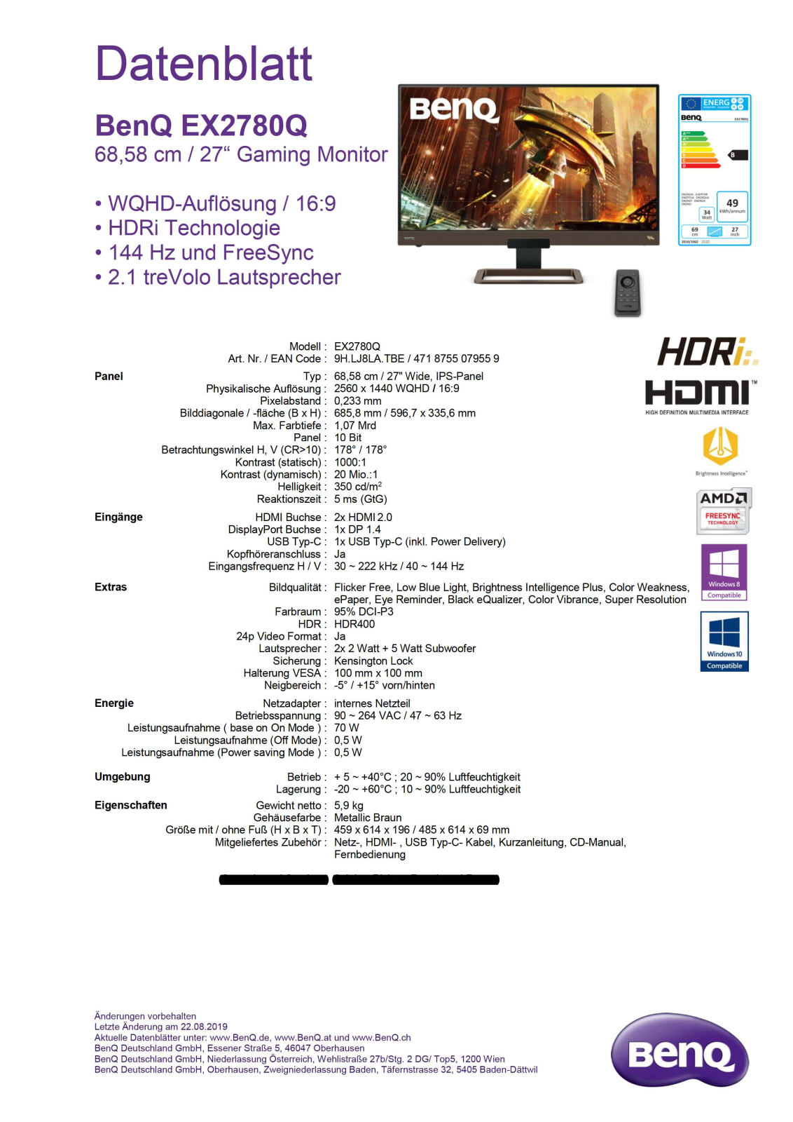 BenQ EX2780Q User Manual