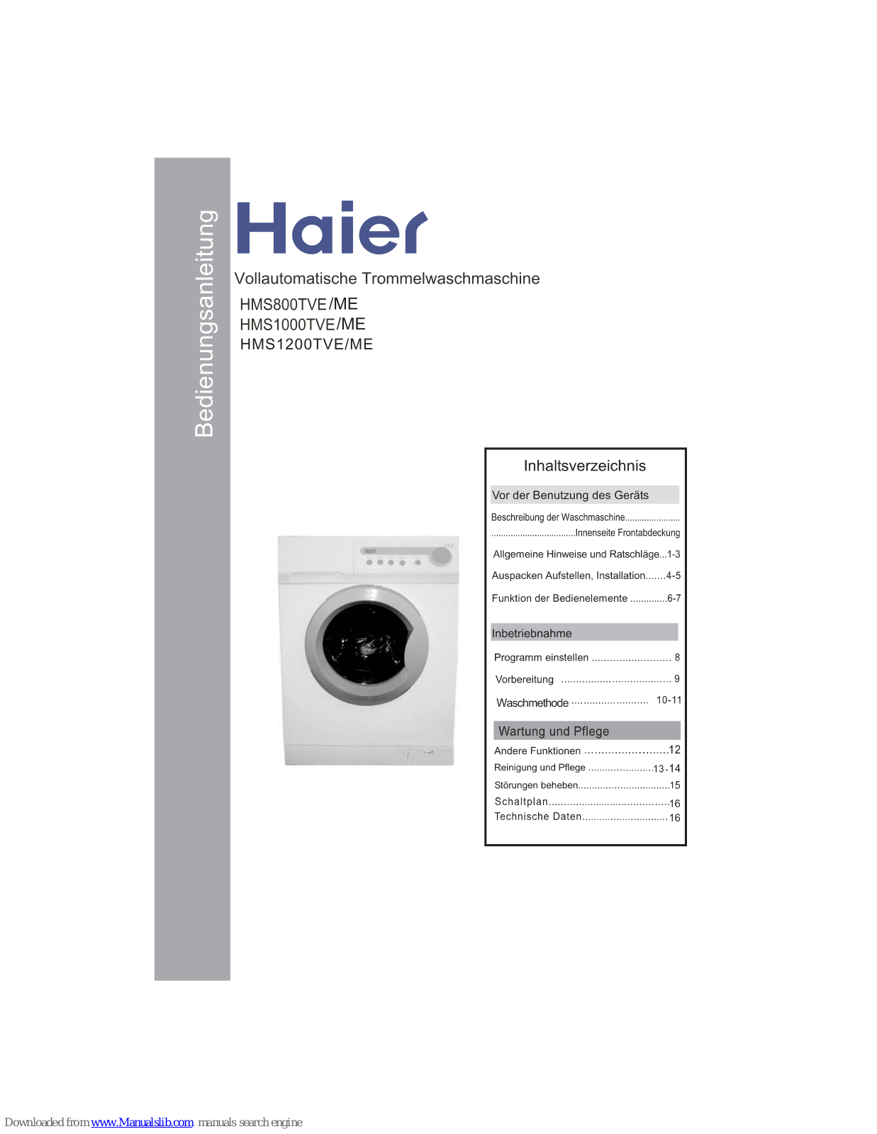 Haier HMS1200TVE, HMS800TVE/ME, HMS1000TVE/ME, HMS1200TVE/ME Bedienungsanleitung