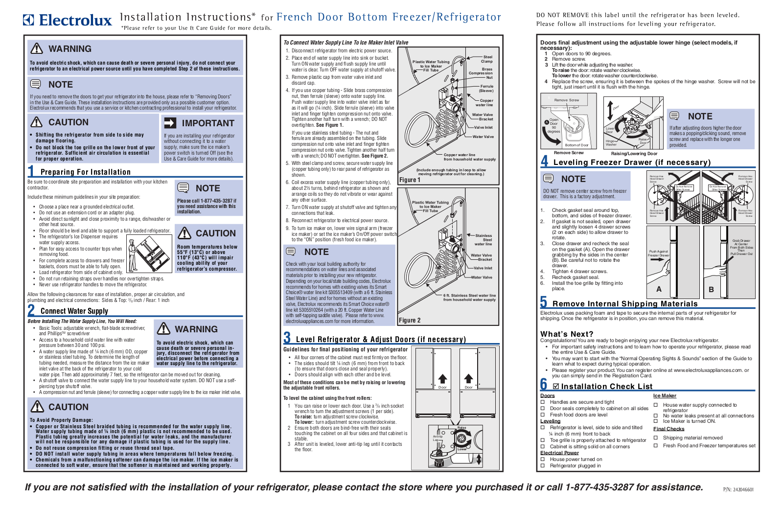 Electrolux Professional EW23BC85KS Installation Manual