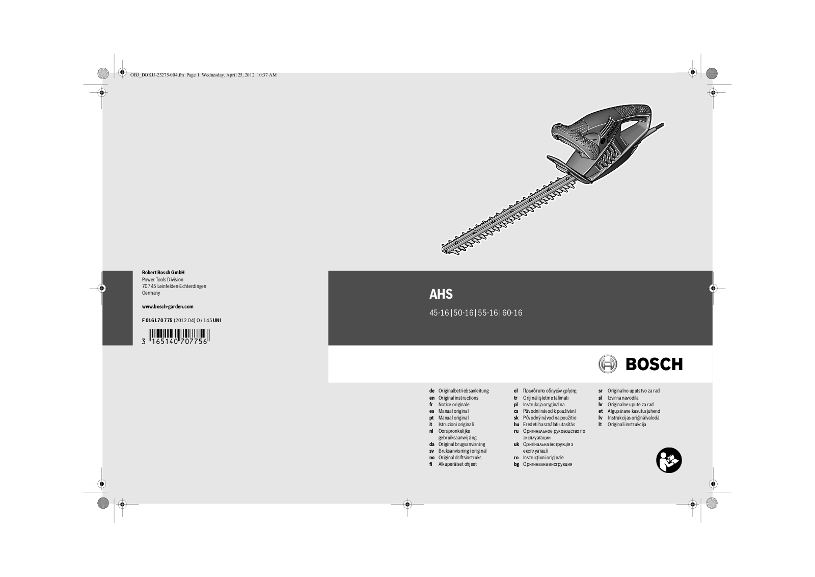 Bosch AHS 50-16 User Manual