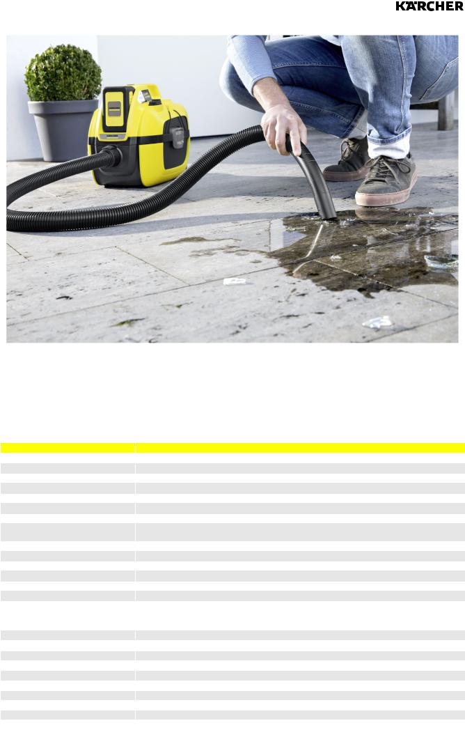 KARCHER WD 1 Compact Battery Set Technical data