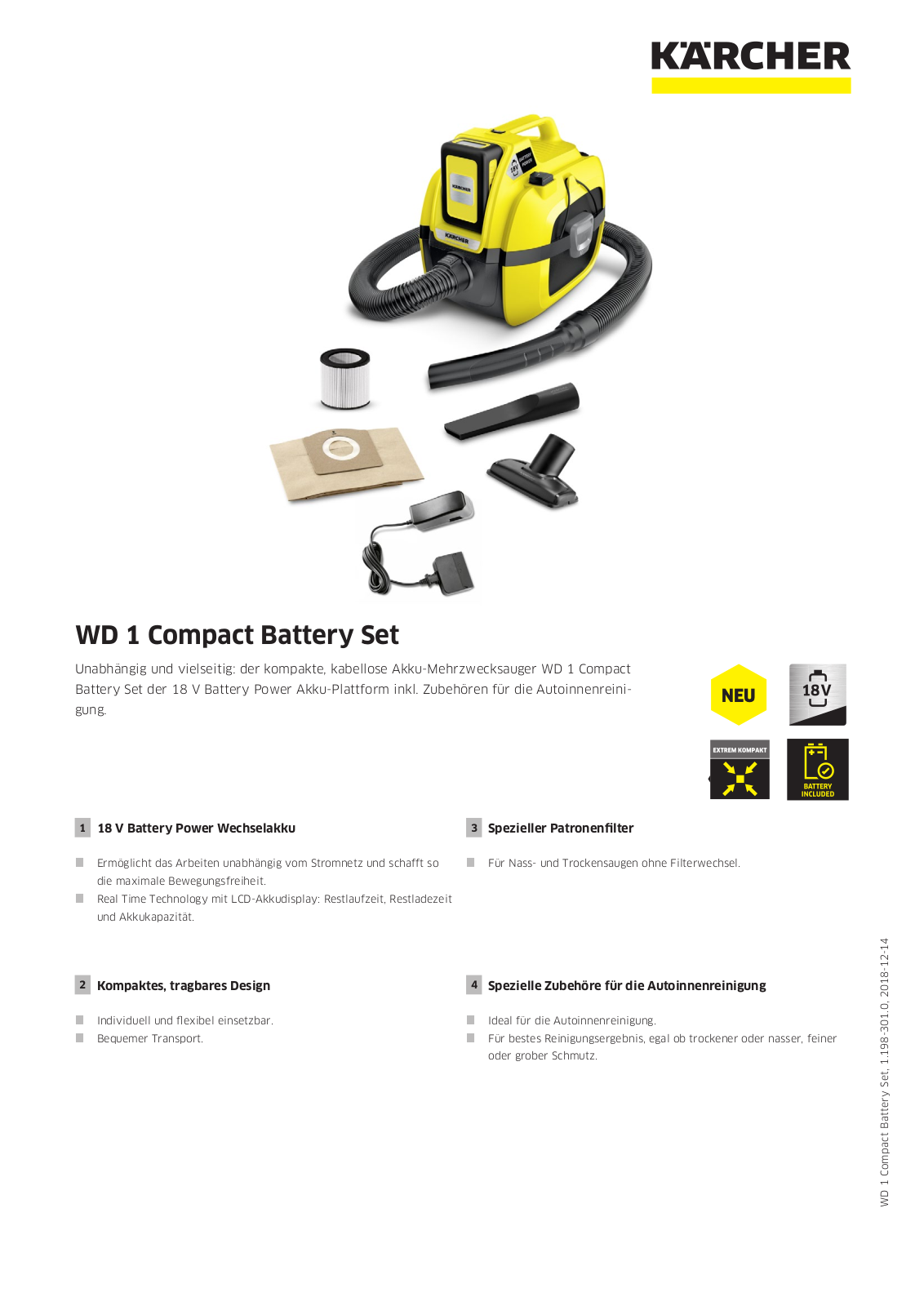 KARCHER WD 1 Compact Battery Set Technical data