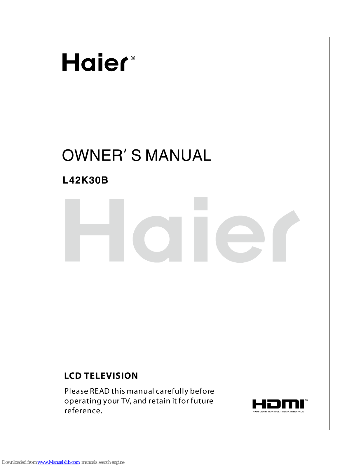 Haier L42K30B User Manual