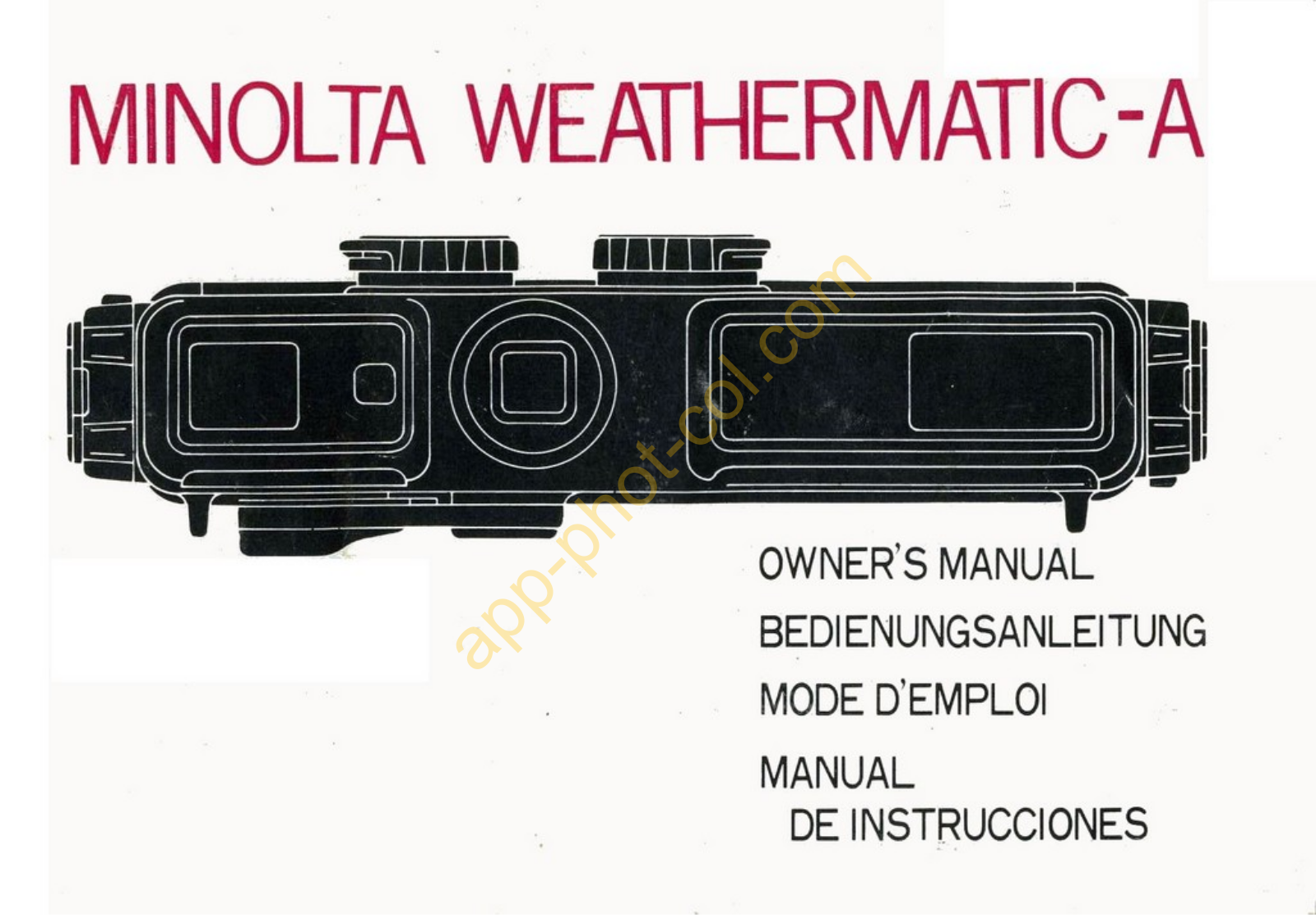 Minolta Weathermatic A Instruction Manual