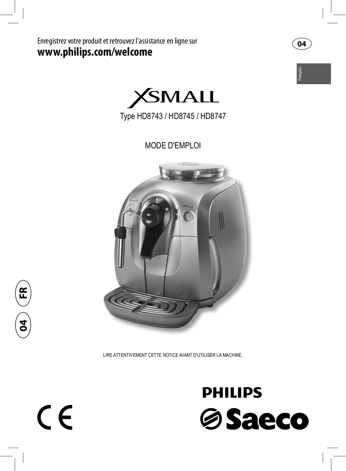 PHILIPS HD8743, XSMALL, HD8747, HD8745, HD8747 User Manual