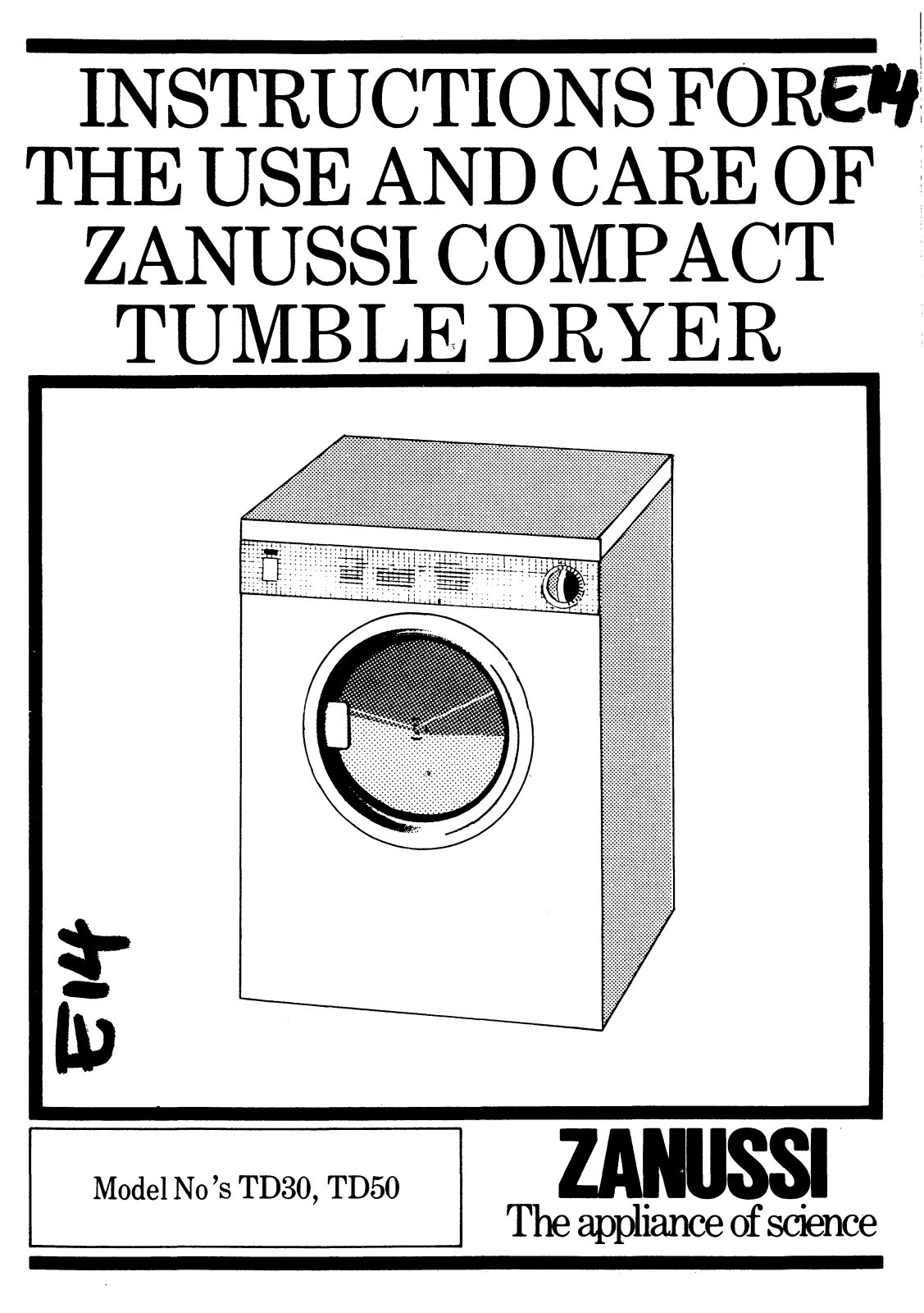 Zanussi TD30, TD50 User Manual