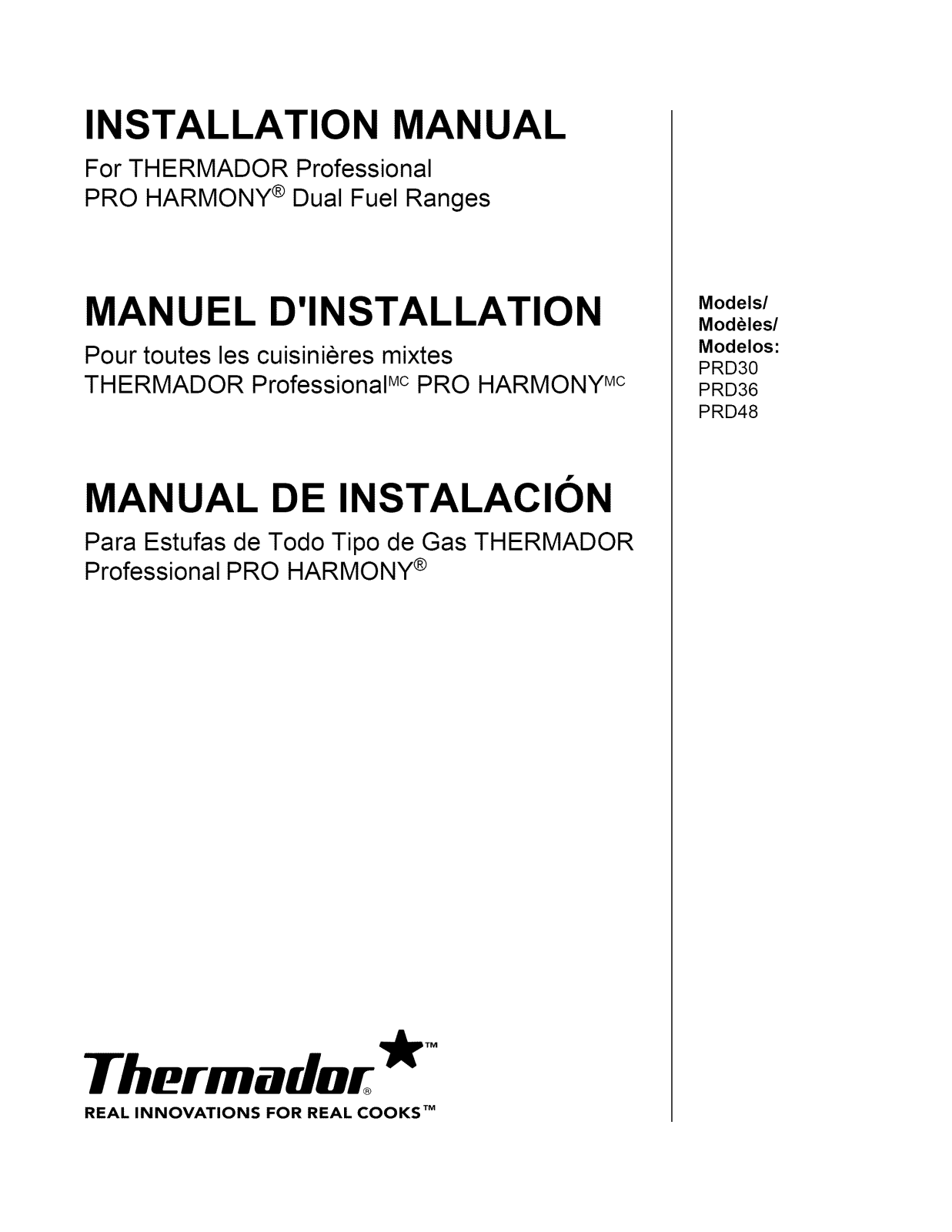 Thermador PRD366GHC/11, PRD366GHC/12, PRD366GHC/13, PRD366GHC/08, PRD366GHC/09 Installation Guide