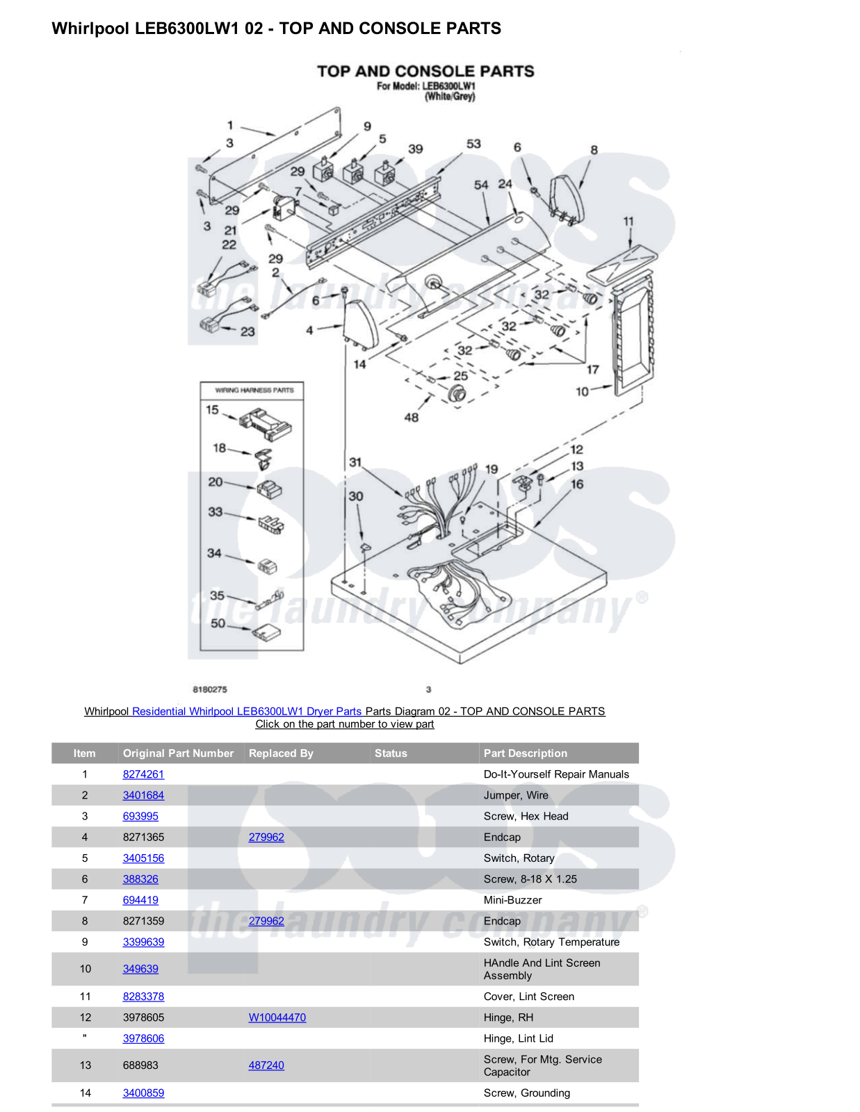 Whirlpool LEB6300LW1 Parts Diagram