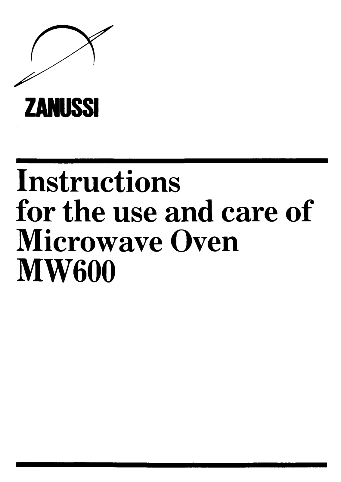 Zanussi MW600 User Manual