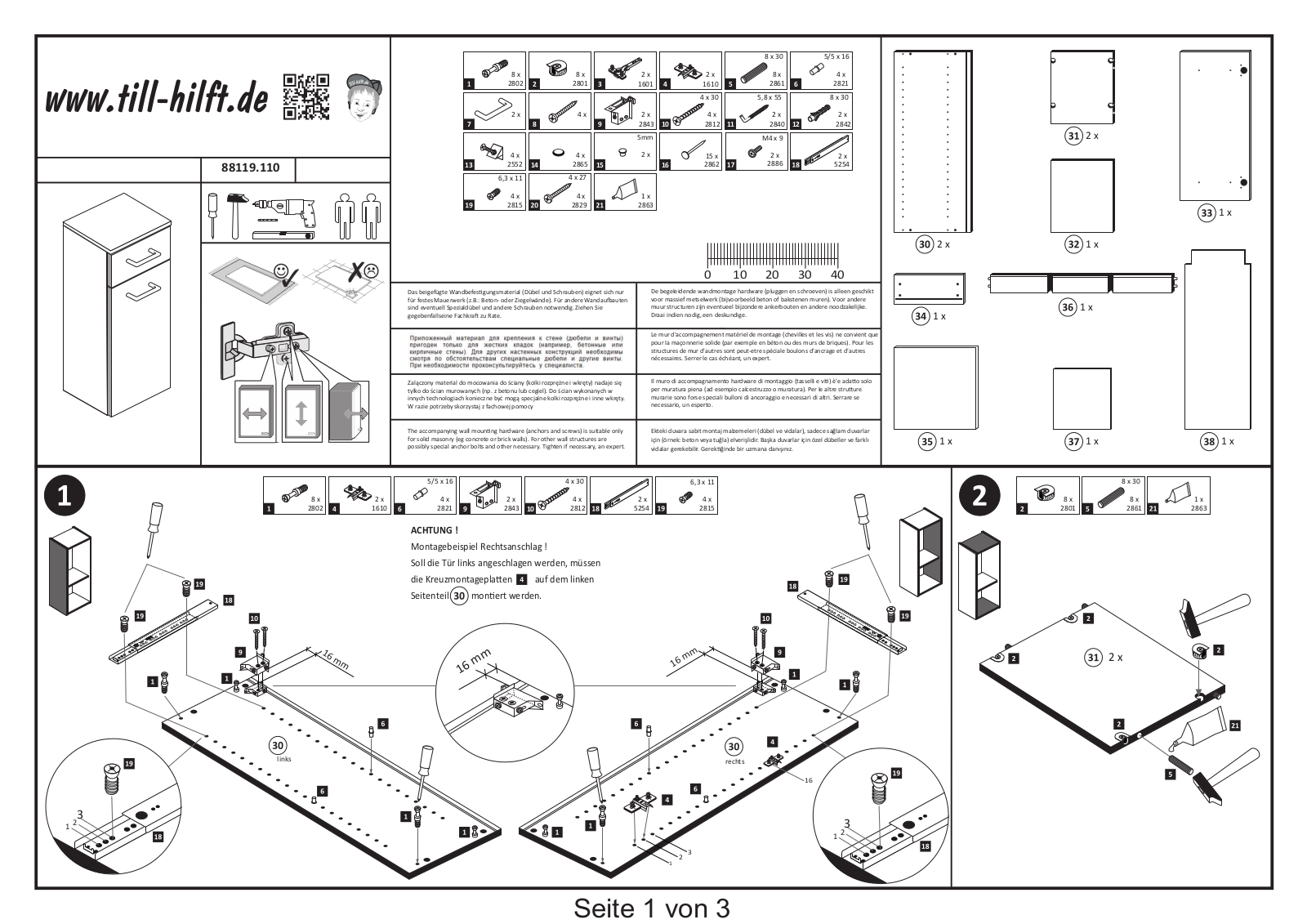 HELD MOBEL Avignon US 30 Assembly instructions