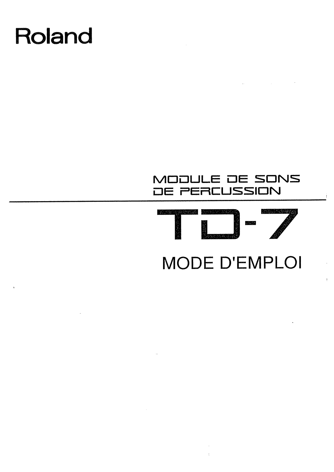 Roland TD-7 User Manual