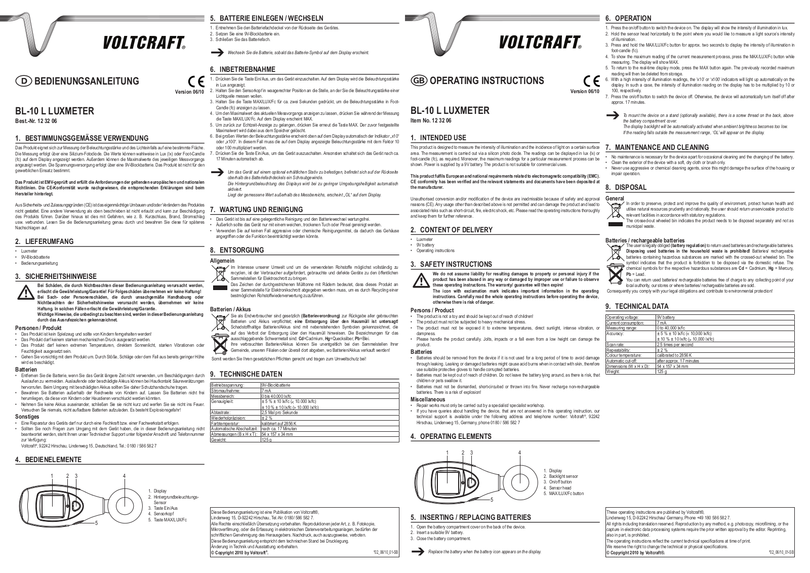 VOLTCRAFT BL-10 L User guide