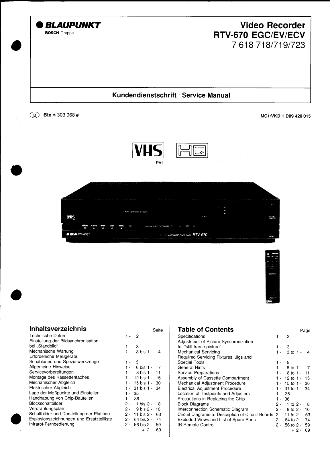 Blaupunkt RTV-670-EGC-EV-ECV-SM Schematic