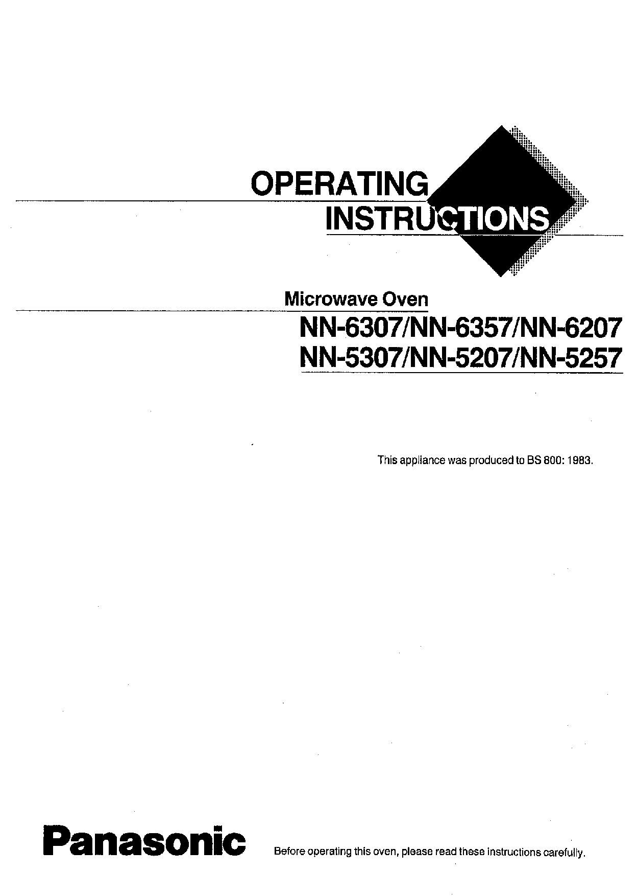 Panasonic NN-5257, NN-6207, NN-5207, NN-5307, NN-6307 User Manual