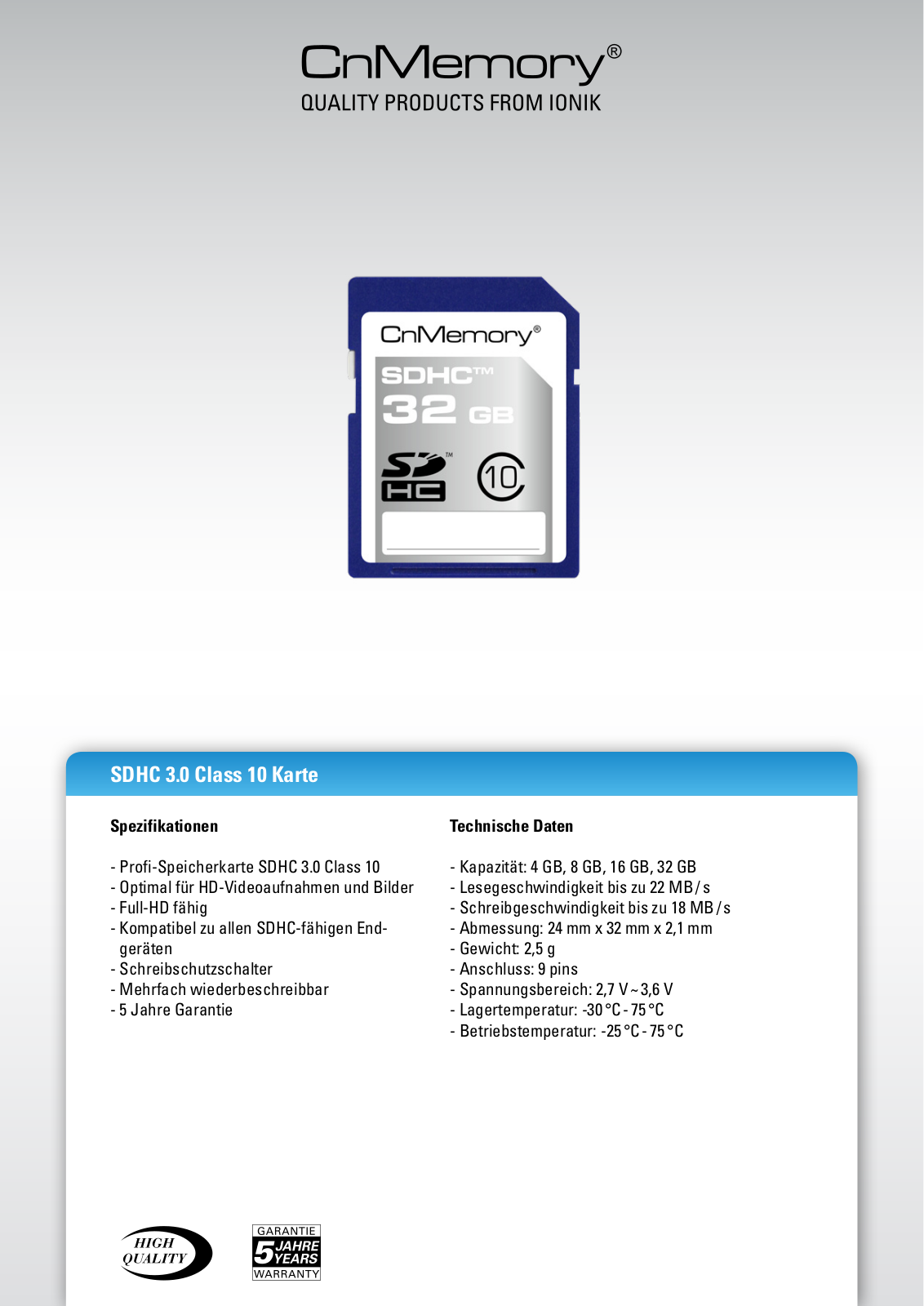 cnmemory SDHC User Manual - ManualMachine.com