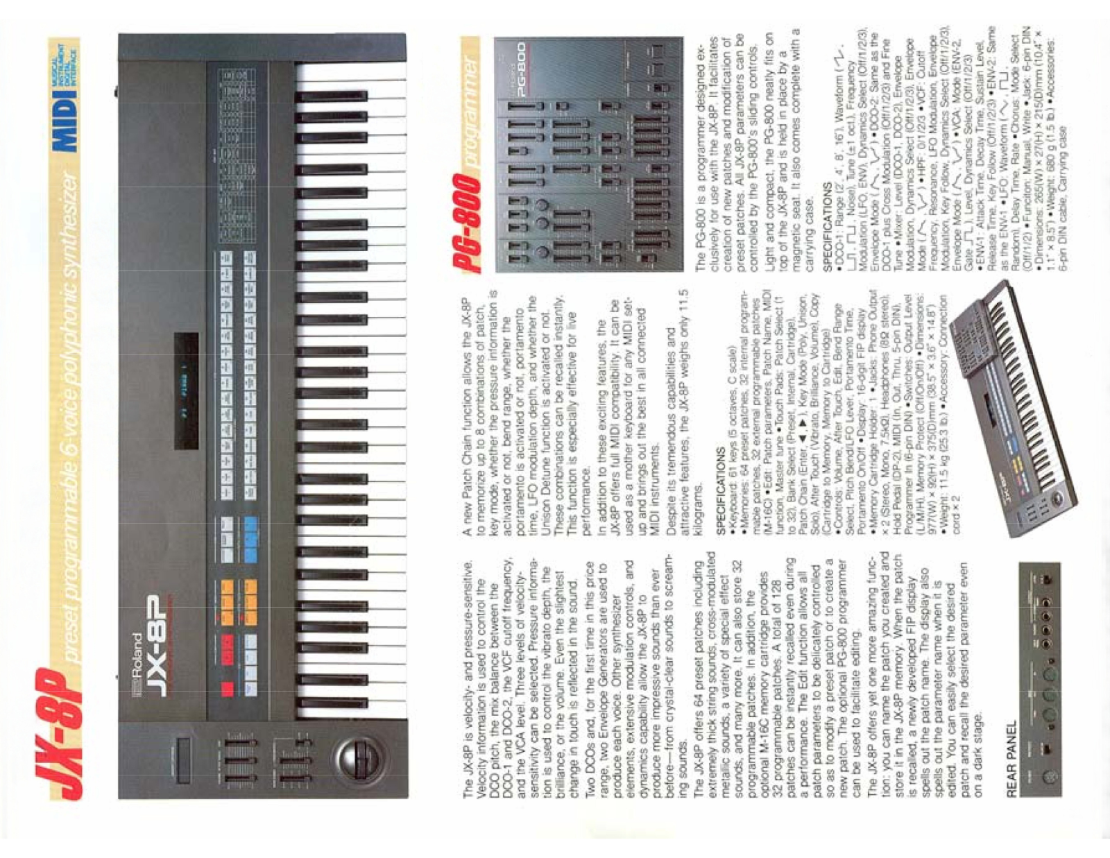 Roland Corporation PG-800, JX-8P User's Manual