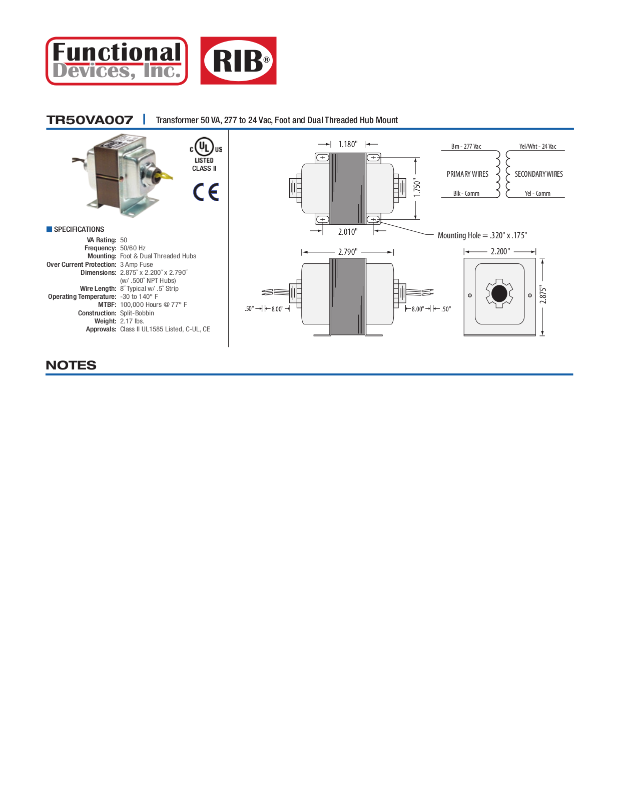 Schneider Electric TR50VA007 Data Sheet