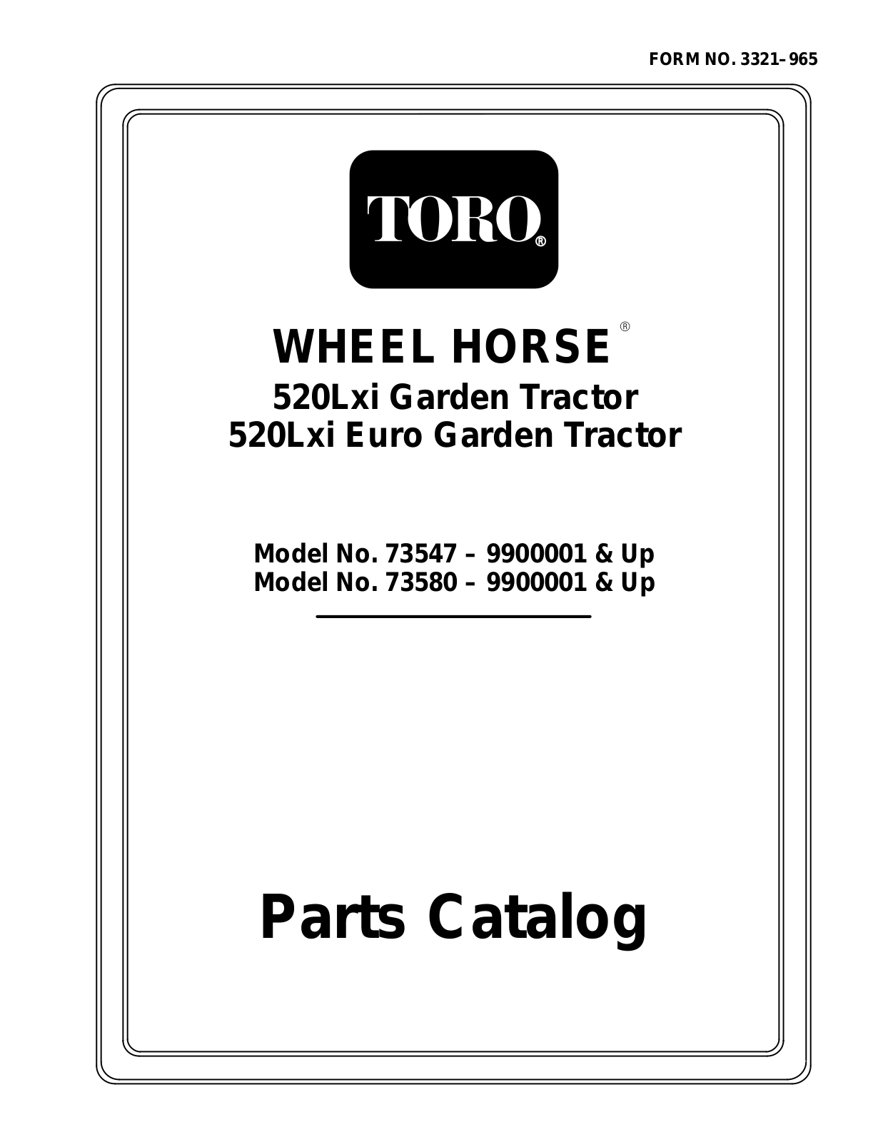 Toro 73547, 73580 Parts Catalogue